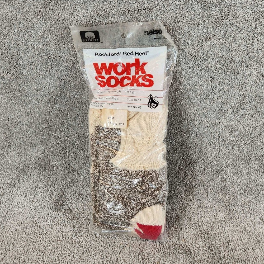 Nelson Rockford Red Heel Work Socks Brown 3 Pair Sock Monkey Crafting Unisex